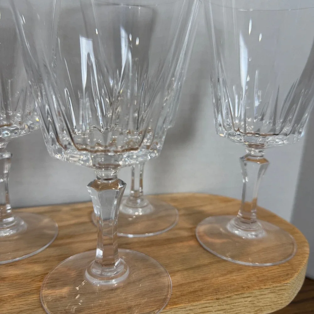 Cristal‎ d'Arques Durand Chantelle Crystal Wine Water Goblets Set of 4 France